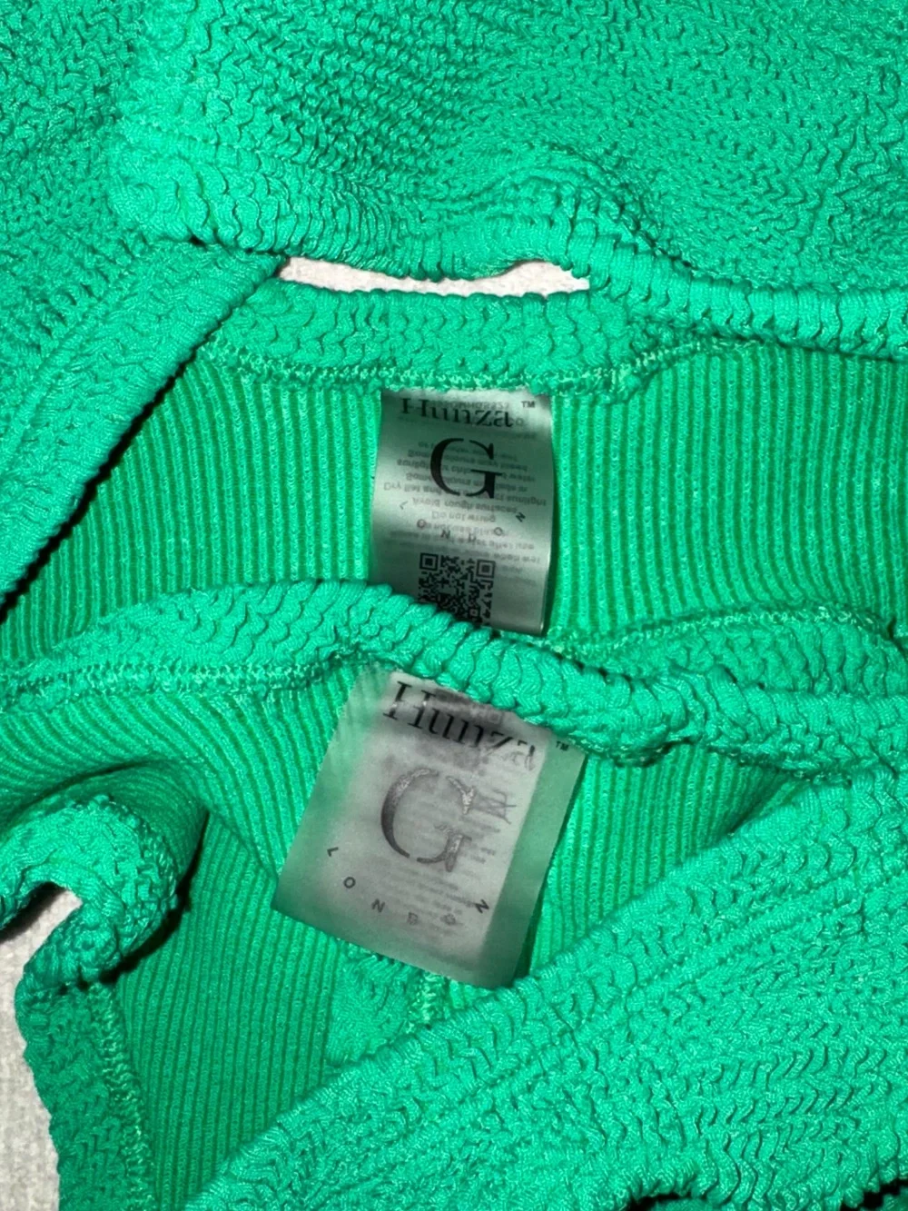New Hunza G Bikini SET Emerald Green Gigi Crinkle Stretch Swimsuit Lime Jungle